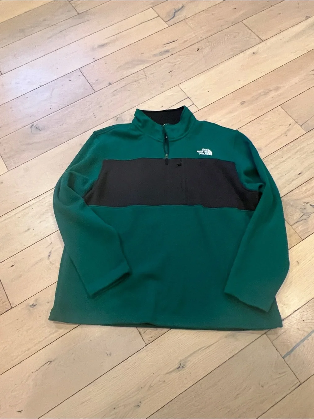 The North Face Green Quarter-Zip Fleece with Black Chest Panel